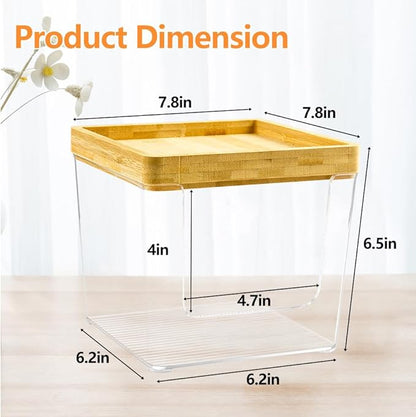 GRETJOB Disposable Face Towel Holder Box, Acrylic Facial Container for XL Clean Skin Club, Large Storage With Bamboo Lid Towel Organizer Container for Bathroom, Vanity Makeup, Clear