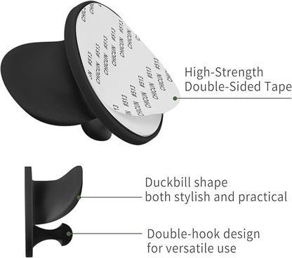 Hat Racks Adhesive Wall Hooks for Coat, Towel, Backpack, Bag, Jacket, Keys - Wide Brim Hat Organizer Hook for Bathroom,Entryway, Closet, Kitchen, Door, Dorm(2 Pack Black)