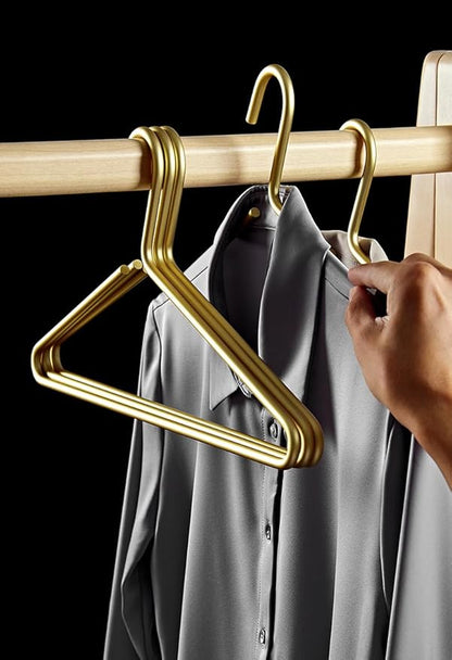 Premium Matte Gold Aluminum Coat Hangers 100 Piece Set, 16.5” Extra Smooth & Durable Metal Shirt Dress Hanger,Aluminum Alloy Hanger,Clothing Support,Clothing Hang