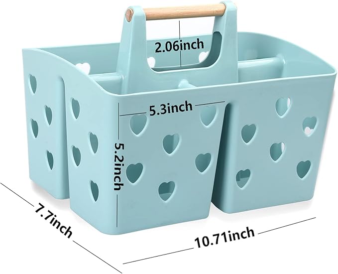 Anyoifax Portable Shower Caddy Plastic Shower Basket Organizer Divided Bathroom Caddy Storage Cleanning Caddy Tote with Handle for College, Dorm Room, Kitchen, Blue