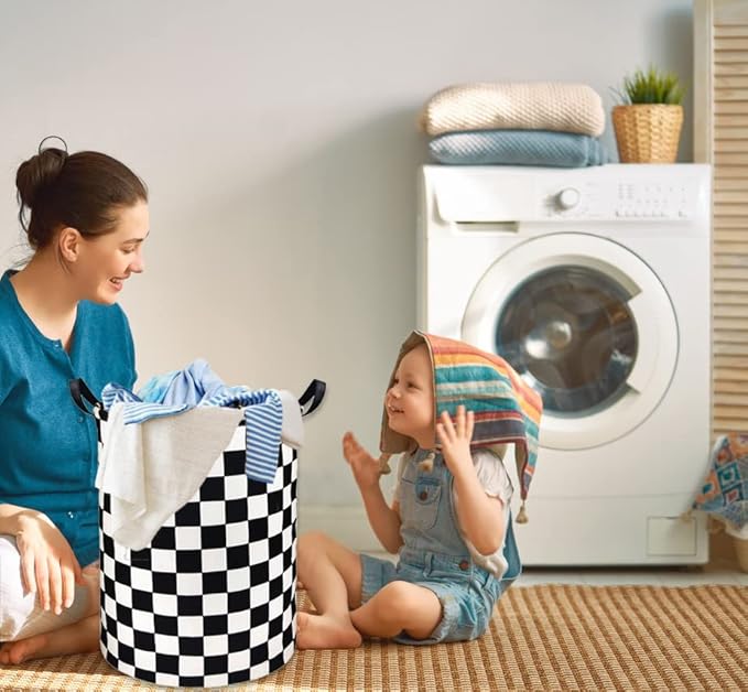 Boys Laundry Basket hamper Kids Hamper Car Toy Organizer Bins for Room Decor,Gift Basket for Bedroom(Racing Flag)