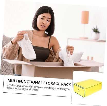 Plastic Drawer Shoes Storage Boxes 5 Pack Shoe Organizer Stackable Pull-out