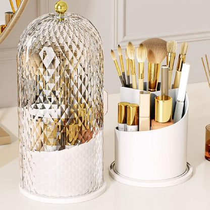 Concealed Toothbrush Holder,Toothbrush Holders with Sliding Lid, Rotating 3 Slots Bathroom Organizer Countertop,Waterproof Dustproof Beauty Brushes Storage,Cosmetics Display Case for Vanity Bathroom