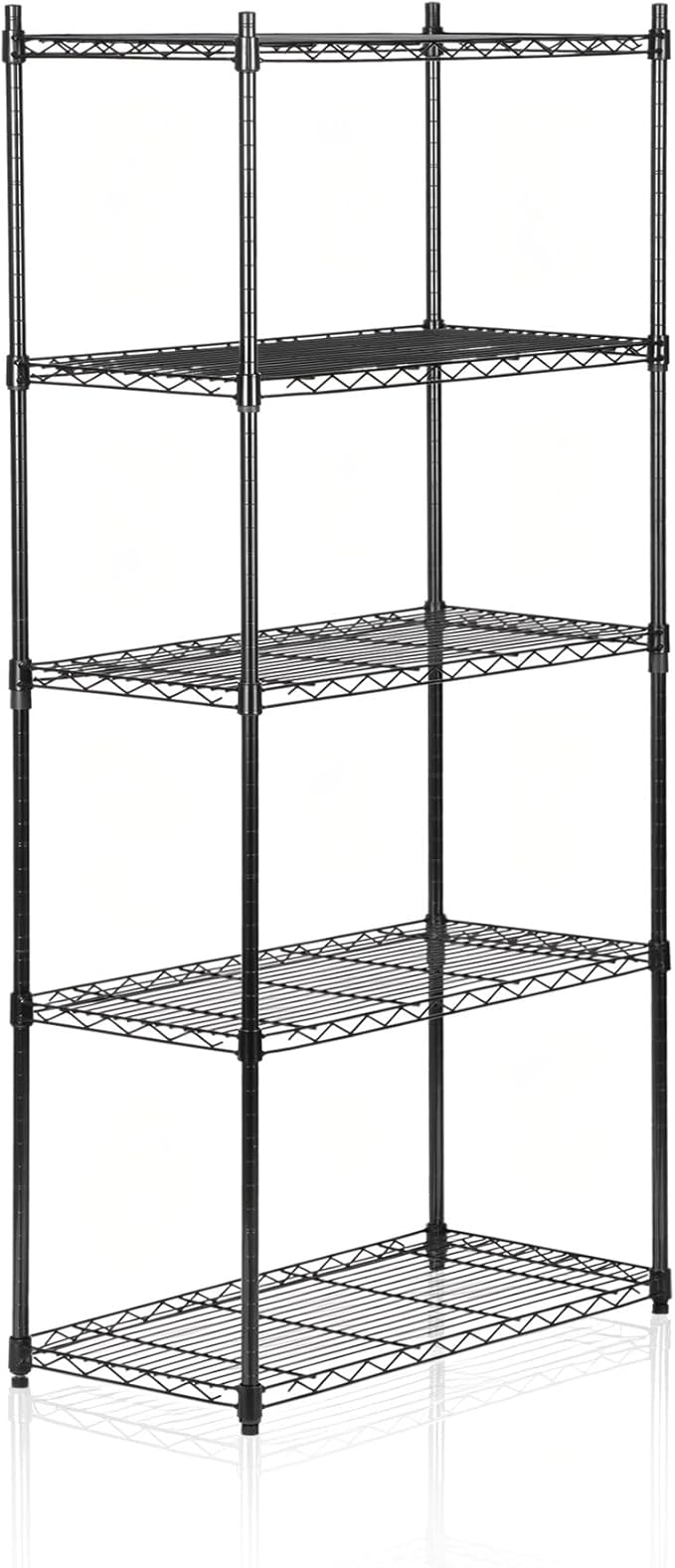 SUPER DEAL Black 5-Shelf Heavy Duty Storage Wire Shelving Unit for Restaurant Garage Pantry Kitchen Garage Rack (30L x 14W x 60H)