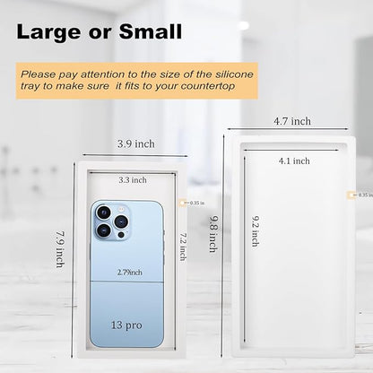 Bathroom Tray, Small Vanity Tray Silicone Soap Dish Sponge Holder Kitchen Sink Organizer Bathroom Accessories for Countertop, Toilet, Shower - Greyish White