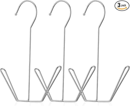 3 Pcs Shoe Hangers, Stainless Steel Shoe Hanger, Double Hook Shoes Hanger, Storage Rack for Hanging Shoes and Gloves (Silver)