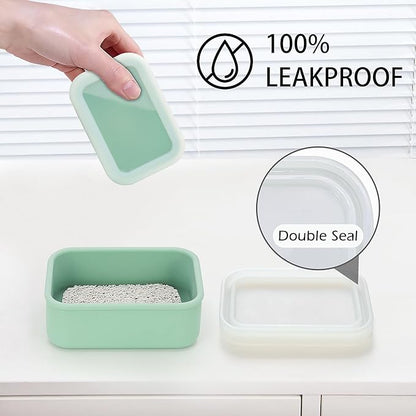 AIDIMMING Leak Proof Silicone Travel Soap Case, Compact Portable Soap Holder with a Translucent lid That Lets You See The soap Inside, Bar Soap Container for Traveling, Camping, Gym (Clear&Green)