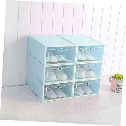 Toyvian 6PCS 6pcs Transparent Stackable Shoe Storage Boxes Thickened Plastic Shoe Containers with Front Door for Sneakers for Closet and Living Space Green Small