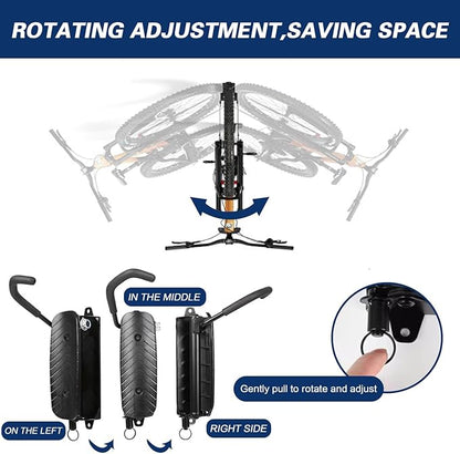 Swivel Bike Wall Mount, Vertical Bike Storage Rack, Space-Saving Hanger Hook for Garage & Apartment, Sturdy Holder Supports Up to 66 lbs, Scratch-Proof & Easy to Install