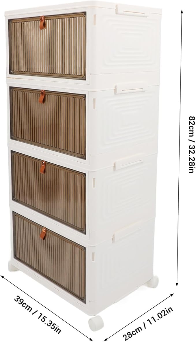 CHICIRIS Folding Shoes Storage Box 4 Layers Clear Large Capacity Shoe Rack PP Shoe Shelf Cabinet Spacing Saving for Home Sneaker, Boot, Storage