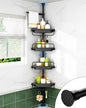 ALLZONE Corner Shower Caddy Tension Pole, Extendable Rustproof Stainless Steel Pole & 4-Tier Adjustable Shelves for Easy Drainage and Built-to-Last Stability, 34 to 116 Inches, Black