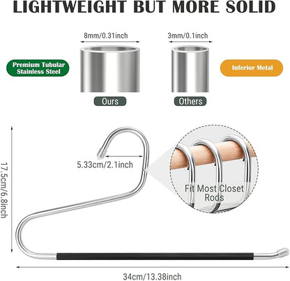 DOIOWN Pants Trousers Jeans Hangers - 30 Pack Z-Shape Stainless Steel Non-Slip Space Saving Clothes Hangers for Men Women, Thick Stainless Steel Multi Purpose for Pants, Scarf, Jeans
