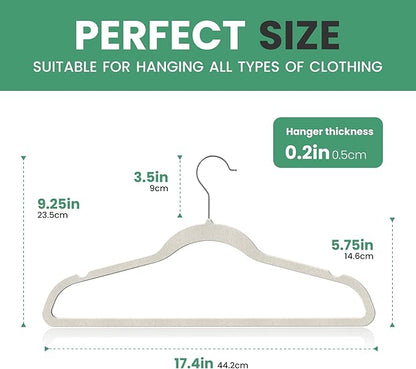 InfiniPower 50 Pack Velvet Hangers, Heavy Duty Non-Slip Clothes Hangers with Shoulder Notches, Coat Suit Hangers with 360° Swivel Hooks, White