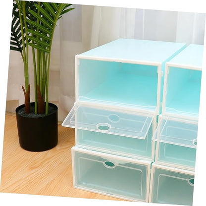 Zerodeko 6pcs Stackable Shoe Storage Box Thicken Plastic Shoe Container White Frame for Women for Closet Organization and Entryway Use