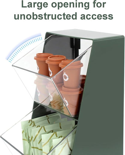 Bokelai Coffee Pod Storage with 2 Large Capacity Basket K Cup Holder Countertop Organizer for Creamer Keuring Espresso Capsule Plastic Tea Bag Organizer Green/Clear