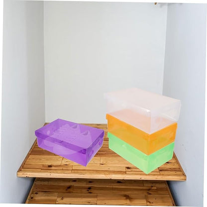 Cabilock 7pcs Stackable Plastic Shoe Organizer Shoe Storage Boxes for Closet Sneaker and Boot Containers with Lid Space Saving Design Women Shoes