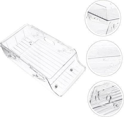 Cabilock Double Layer Rolling Soda Can Dispenser Transparent Fridge Organizer Multi-Functional Beverage Holder for Kitchen Office and Pantry Storage