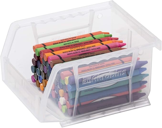 Akro-Mils 30210 AkroBins Plastic Storage Bins,Space-Saving Stackable Bins for Garage,Pantry,Craft Organization,5-Inch x 4-Inch x 3-Inch,Clear,(Pack of 24)