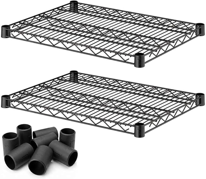 2 Pack Black Additional Wire Shelf for 18" x 24" Shelving Units, Replacement Shelves for Wire Rack