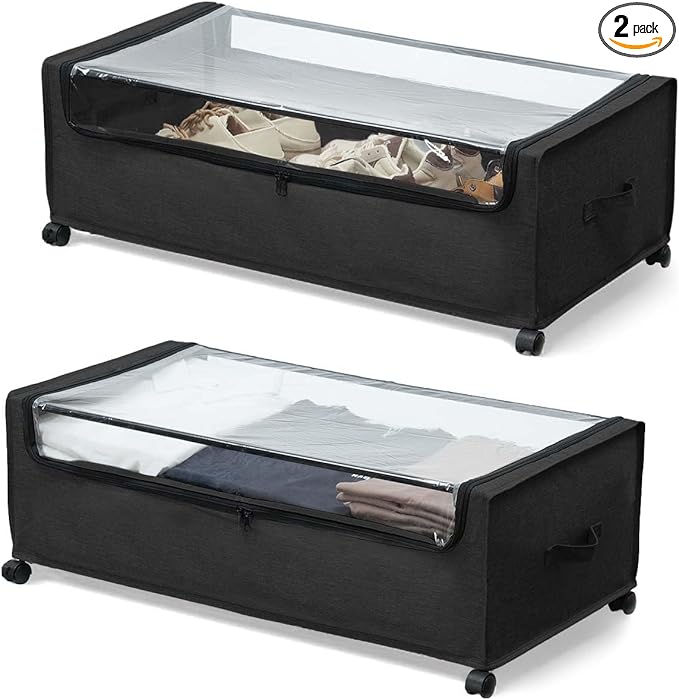 FOUCSSOMEI Under Bed Storage with Wheels, Under The Bed Storage Drawers On Wheels, Rolling Underbed Drawers, Lockable, Heavy Duty