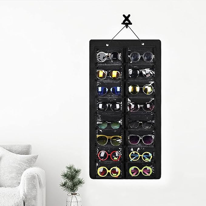Sunglasses Organizer Storage,Hanging Sunglass Holder Organizer for Wall 16 Slots Double Sided Glasses Organizer