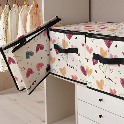 Stackable Clothes Storage Bins with Lids,Closet Organizers Fabric Cat Printing Box for Home and Office,Blanket Clothes Organizers,Under Bed Storage Containers 3 Pack.
