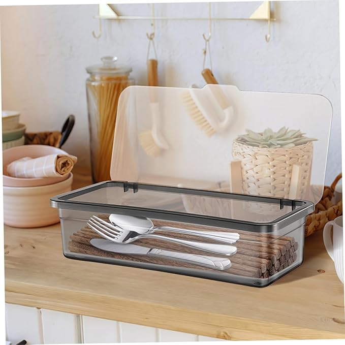 Chopsticks Storage Box with Draining Plate 6-Pack Kitchen Organizer Visible Utensil Holder for Chopsticks Spoons Forks Silverware Home Supply