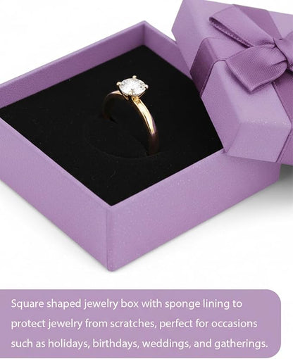 Rocutus Jewelry Gift Boxes for Necklace, Earring, Ring - Cotton Filled Cardboard Paper Jewelry Box Gift Cases for Wedding, 12 Pack Engagement, Gift Packaging, Luxury Jewelry Box, Ring Box (Purple)