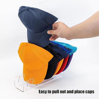 Hat Stand for Baseball Caps, No Install Acrylic Hat Organizer for 14 Baseball Caps, Hat Racks for Baseball Caps Display and Organizer for Bedroom (Clear-1PC)