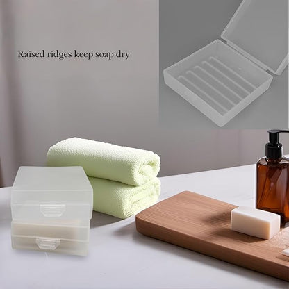 Bathroom Soap Dishes for Dr. Squatch Soap, Square Travel Soap Container with Lid, Portable Bar Soap Holder for Shower Soap Dish Box for Traveling Camping Outdoor Elimeta (2pack Matte Clear)