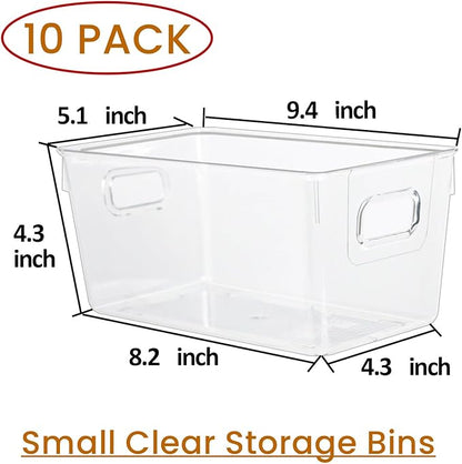 ZEXALOR 10 PACK Clear Storage Bins Clear Storage Containers for Kitchen Pantry Organization, Organizing Bins with Built in Handles, Cabinet Organizers