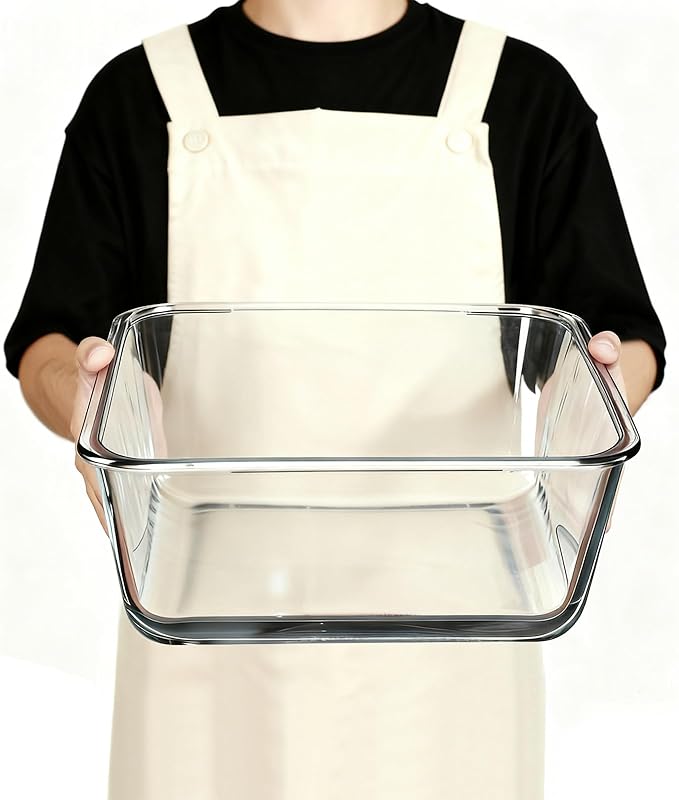 Large Glass Storage Containers with Lids 220oz/6500ml - Borosilicate Extra Large Glass Food Storage Containers for Rotisserie Chicken, Turkey - XL Big Glass Bowl Airtight Freezer to Oven Safe