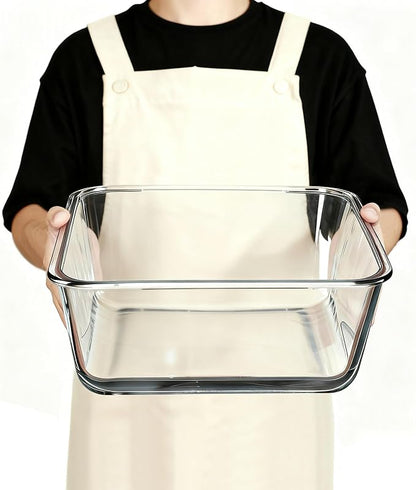 Large Glass Storage Containers with Lids 220oz/6500ml - Borosilicate Extra Large Glass Food Storage Containers for Rotisserie Chicken, Turkey - XL Big Glass Bowl Airtight Freezer to Oven Safe
