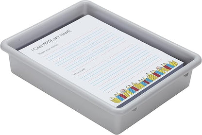 ECR4Kids Letter Size Plastic Tray Organizer with Lids, Small, Storage Bins, Light Grey, 10-Piece