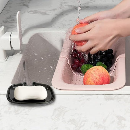 Multi-Color Ceramic Soap Dish for Kitchen or Bathroom, Easy to Clean, Self Draining Soap Holder, Keeps Soap Dry (Black)