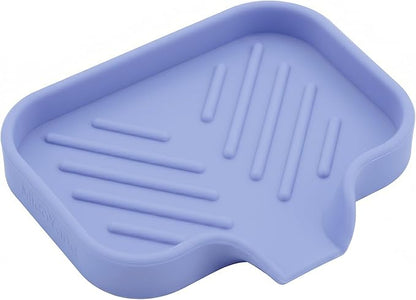 MicoYang Silicone Bathroom Soap Dishes with Drain Spout-Bathroom and Kitchen Sink Organizer,Sponge Holder,Dish Soap Tray,Perfect for Dispenser,Scrubber,Bottle on Sink or Counter-Light Purple 4.9"×3.2"