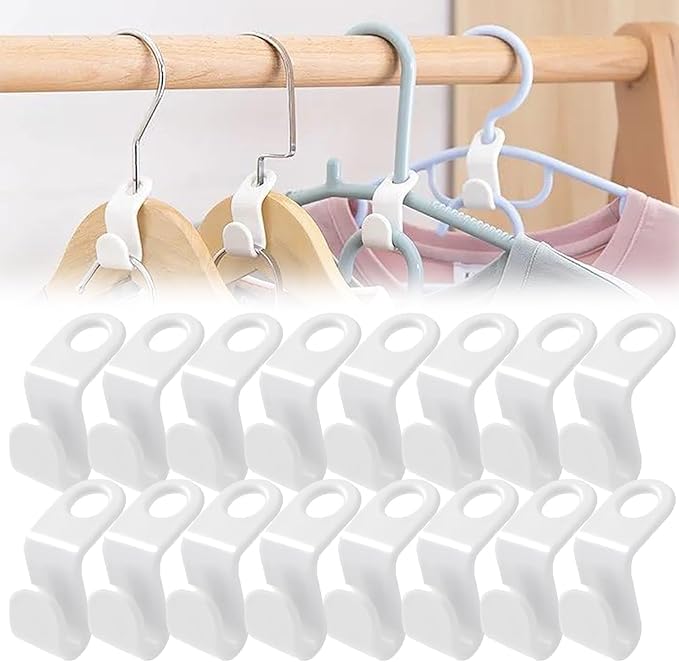 50 PCS Hanger Connector Hooks, Space Saving Hangers, Closet Hanging Organizer for College Dorm Room Essentials, Thickening Upgrade (White-50 Pcs)