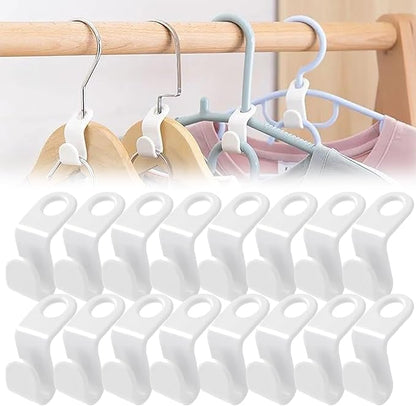 50 PCS Hanger Connector Hooks, Space Saving Hangers, Closet Hanging Organizer for College Dorm Room Essentials, Thickening Upgrade (White-50 Pcs)
