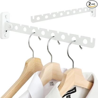 Alise Clothes Drying Rack Wall Mounted Coat Hanger White,Foldable Hangers Rack Clothes Hook Closet Storage Organizer,Swivel Space Saving Clothes Hanger Rack for Bedroom Bathroom Laundry,2 Pack