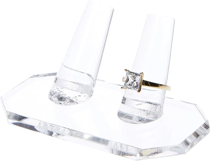 Plymor Clear Acrylic Ring Finger Display, Double, 3.75" W x 2.25" D x 1.75" H