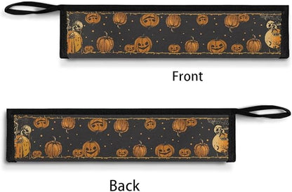 Portable Travel Tableware Box Halloween Pumpkins Skulls Flatware Storage Box Case Travel Utensils Cutlery Case with Bag for Fork Spoon Chopsticks