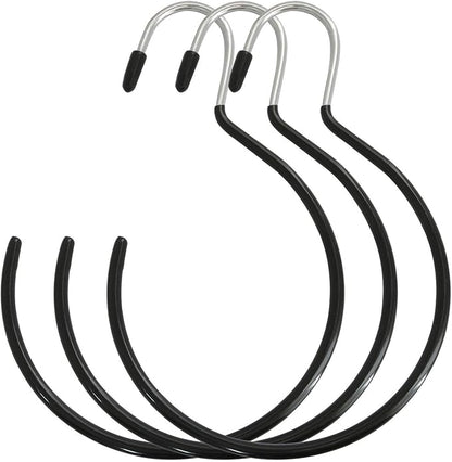 XGNG 3PCS Black Non-Slip Belt Rack Tie Hanging Hooks Closet Accessories Scarf Ring Hangers Scarf Organizer Storage Holders for Ties Scarves Belts Tank Tops Pashminas