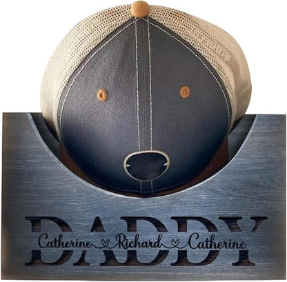 Personalized Dad Hat Holder Organizer Kit for Fathers Day,Custom Wooden Baseball Cap Organizer Hanger,Hat Holder Display,dad Cap holder,Hat Box Hanger Stand Gift for Dad Papa Grandpa
