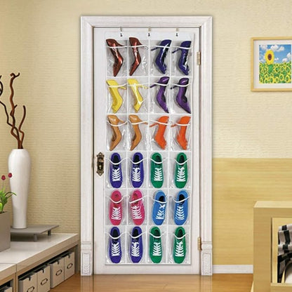 24 Pockets Over The Door Hanging Organizer Shoe Organizer with Stainless Steel Hooks