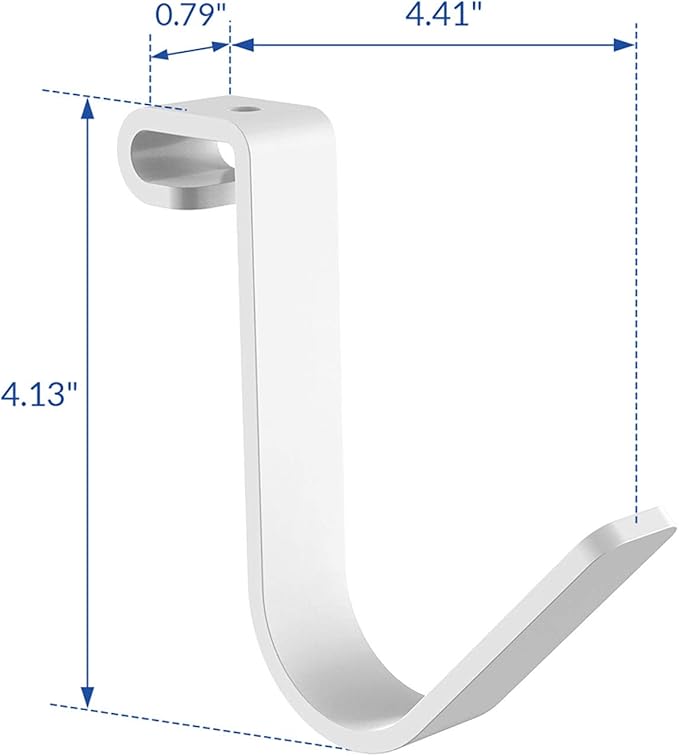 FLEXIMOUNTS 4 Pack Add On Storage Rail Hook Accessory for Ceiling Rack and Wall Shelving, Max Weight Capacity up to 50lbs, White
