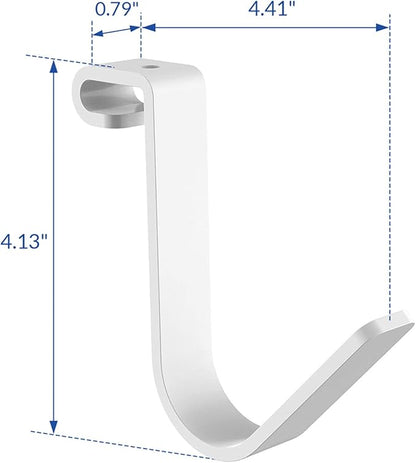 FLEXIMOUNTS 4 Pack Add On Storage Rail Hook Accessory for Ceiling Rack and Wall Shelving, Max Weight Capacity up to 50lbs, White