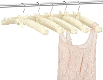 Women's Clothing Padded Hangers, 15 Inch Satin Hangers with Shoulder Buckles, Thick Foam Padding for Sweaters, Suits, Wedding Dresses, Suspender Dresses, Fine Cashmere (Pack of 5)