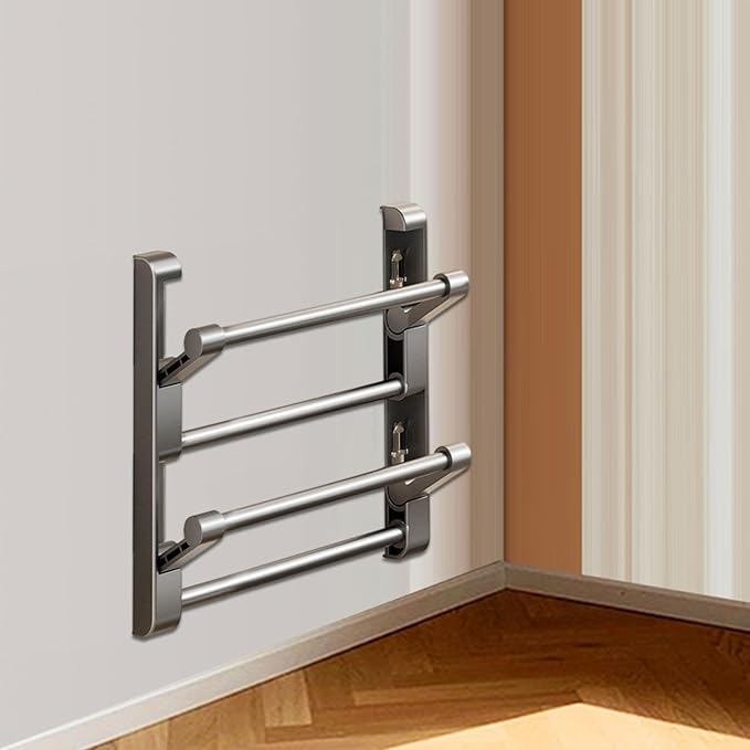 Yajuyi Shoe Storage Rack Foldable Organizer Folding Hanging Shelf Space Saving Aluminum Punch Free Suitable for Entryway Kitchen Bedroom, 30cm