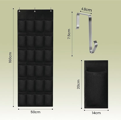 VIMALIFE Over the Door Shoe Organizer with 24 Large clear Mesh Pockets, Space Saving Shoe Holder with Metal Hooks, Hanging Rack for Closet & Door Storage, Pantry Organizer, Home Accessories