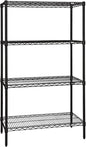 Quantum Storage Systems WR86-1242BK Wire Shelving Starter Kit, 42" W x 12" D x 86" H, 600 lbs Capacity, Carbon Steel, Epoxy Coated, Black, NSF